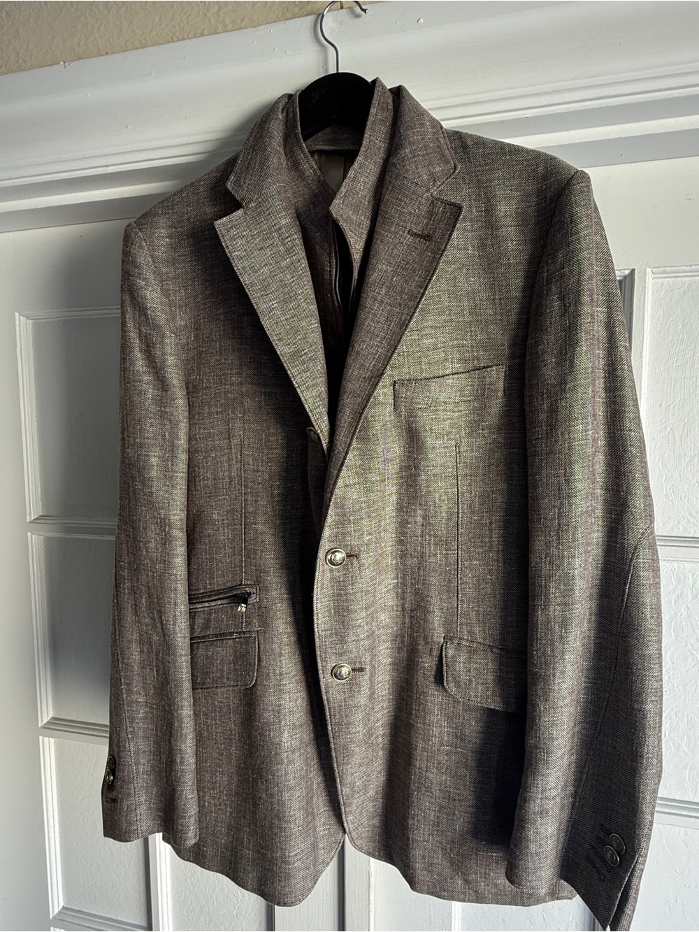 Corneliani ID Blazer Mens 42R Wool Linen Silk Sport Coat Detachable Vest Italy